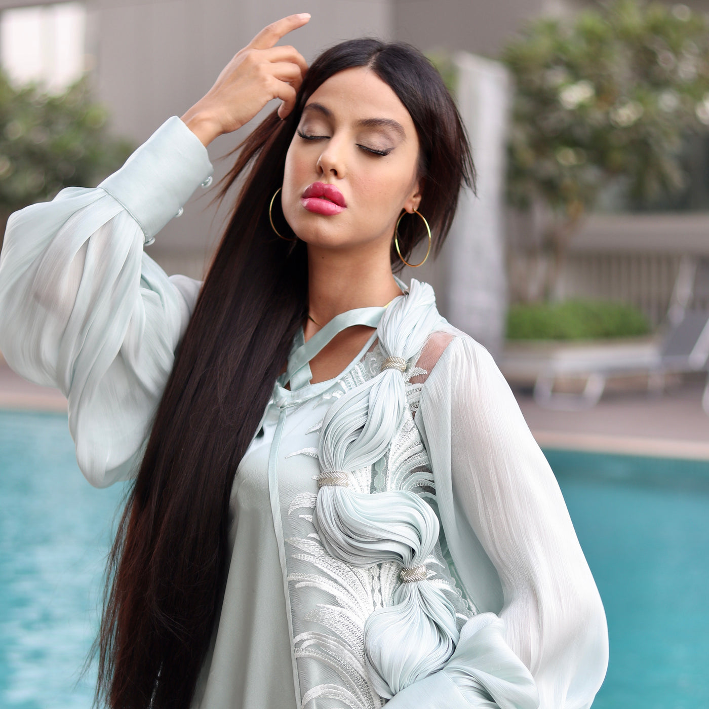 Light Sea Green Power Trio: Maxi, Cape & Dupatta