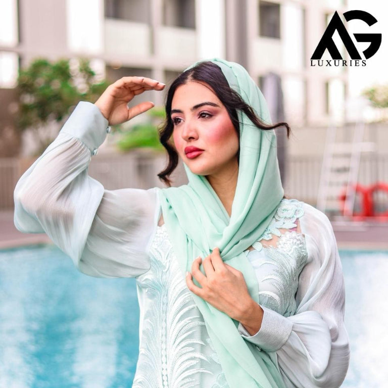 Light Sea Green Thread Embroidered Stitched 3 Pcs Set