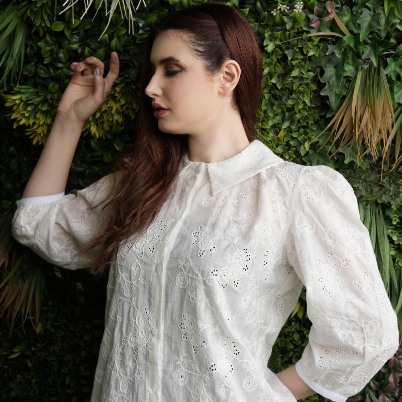 Chikankari White Cotton Top Stitched 1 Pc