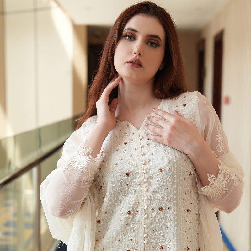 Classic Chikankari Stitched 3 Pcs