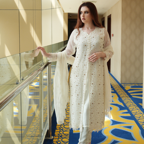 Classic Chikankari Stitched 3 Pcs