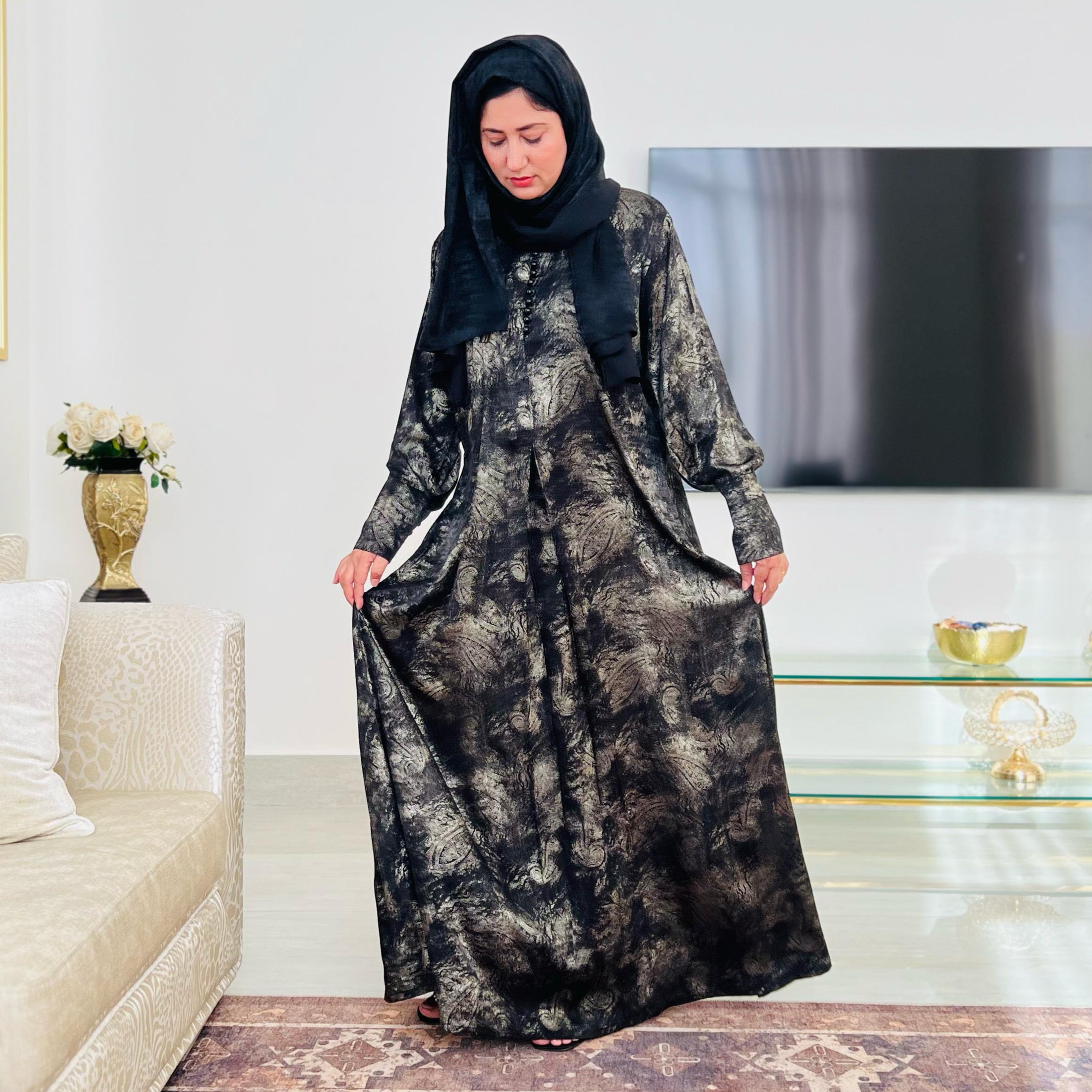 Black Jasmine silk velvet Stitched 1 Pc