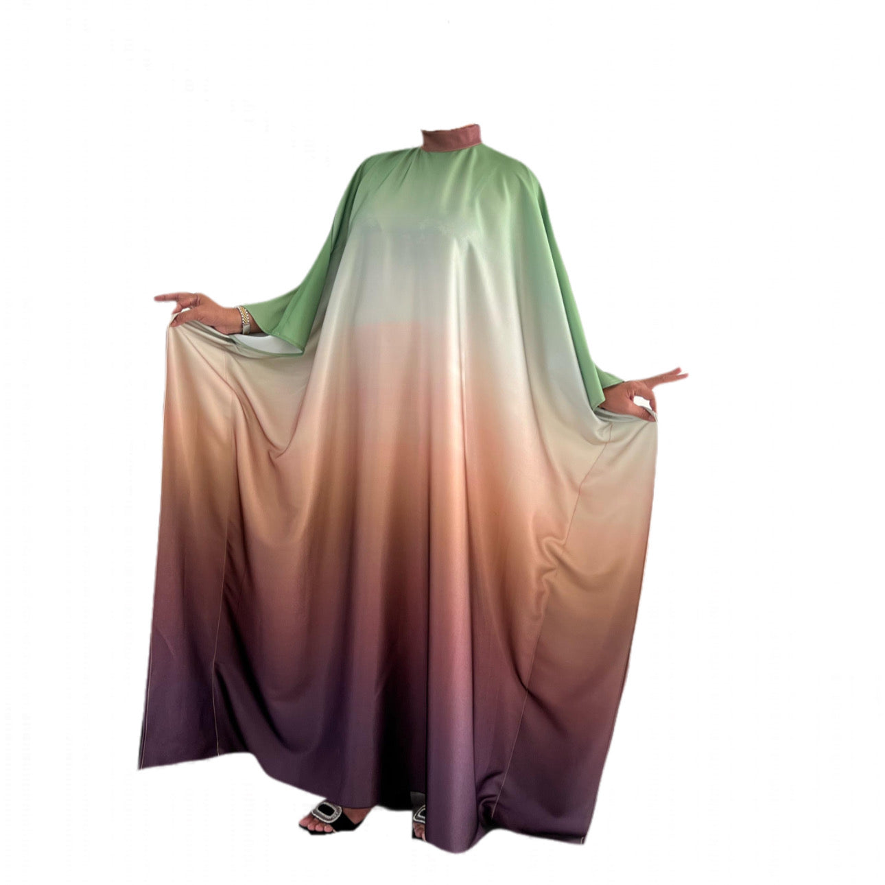 3 Shades Synthetic CDC Umbre Green Free size Kaftan