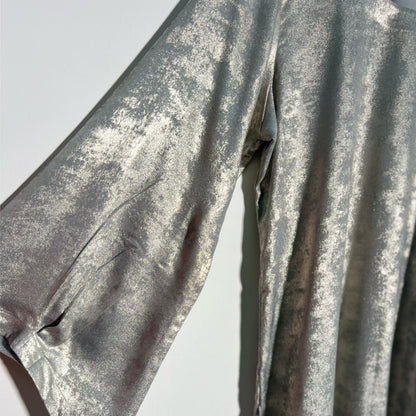 Synthetic Satin short Shirt with designed sleeves