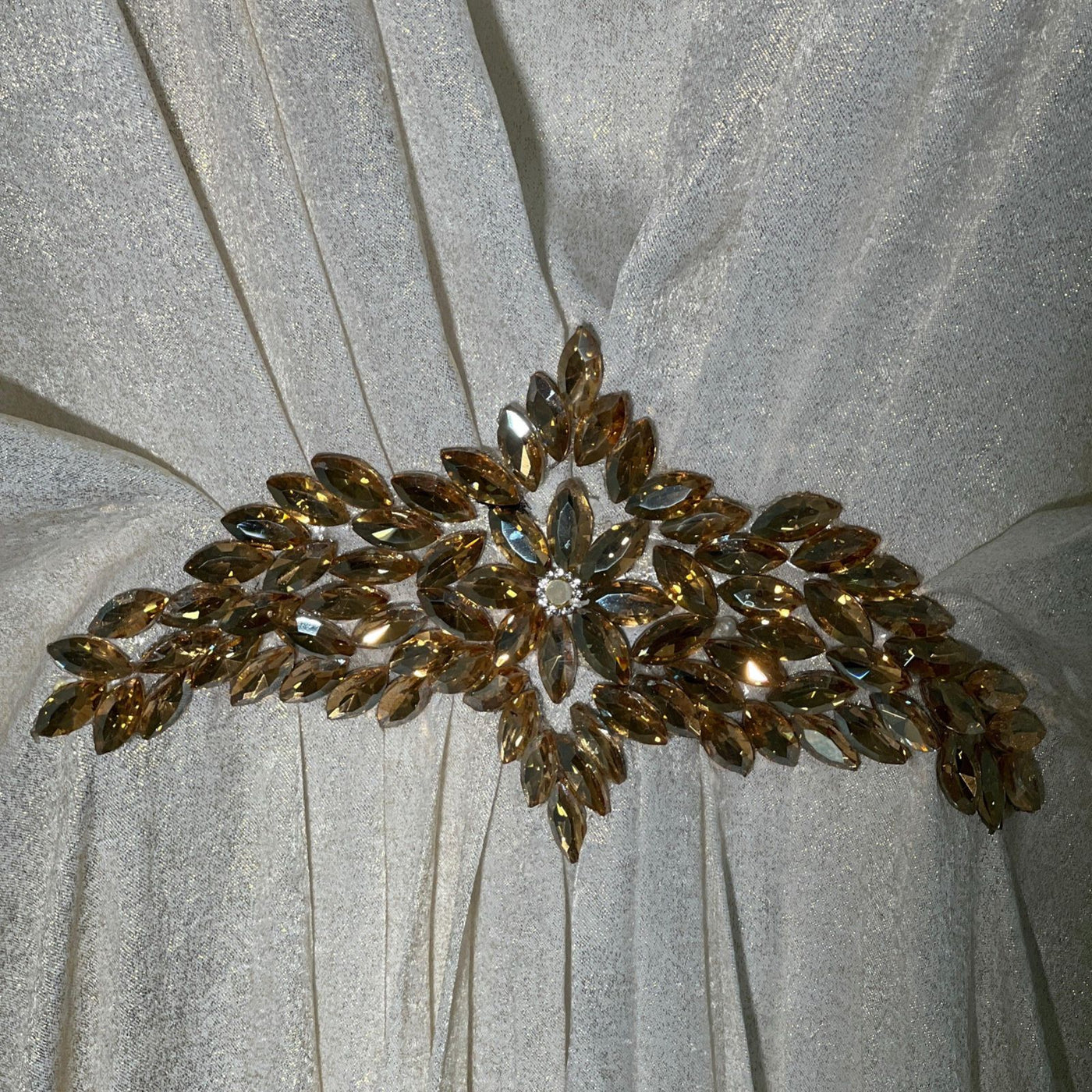 White V-Neck Kaftan with Motif Kaftan