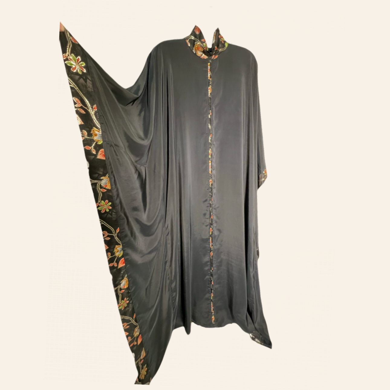 Layali Noir pure Silk Kaftan Stitched 1 Pc