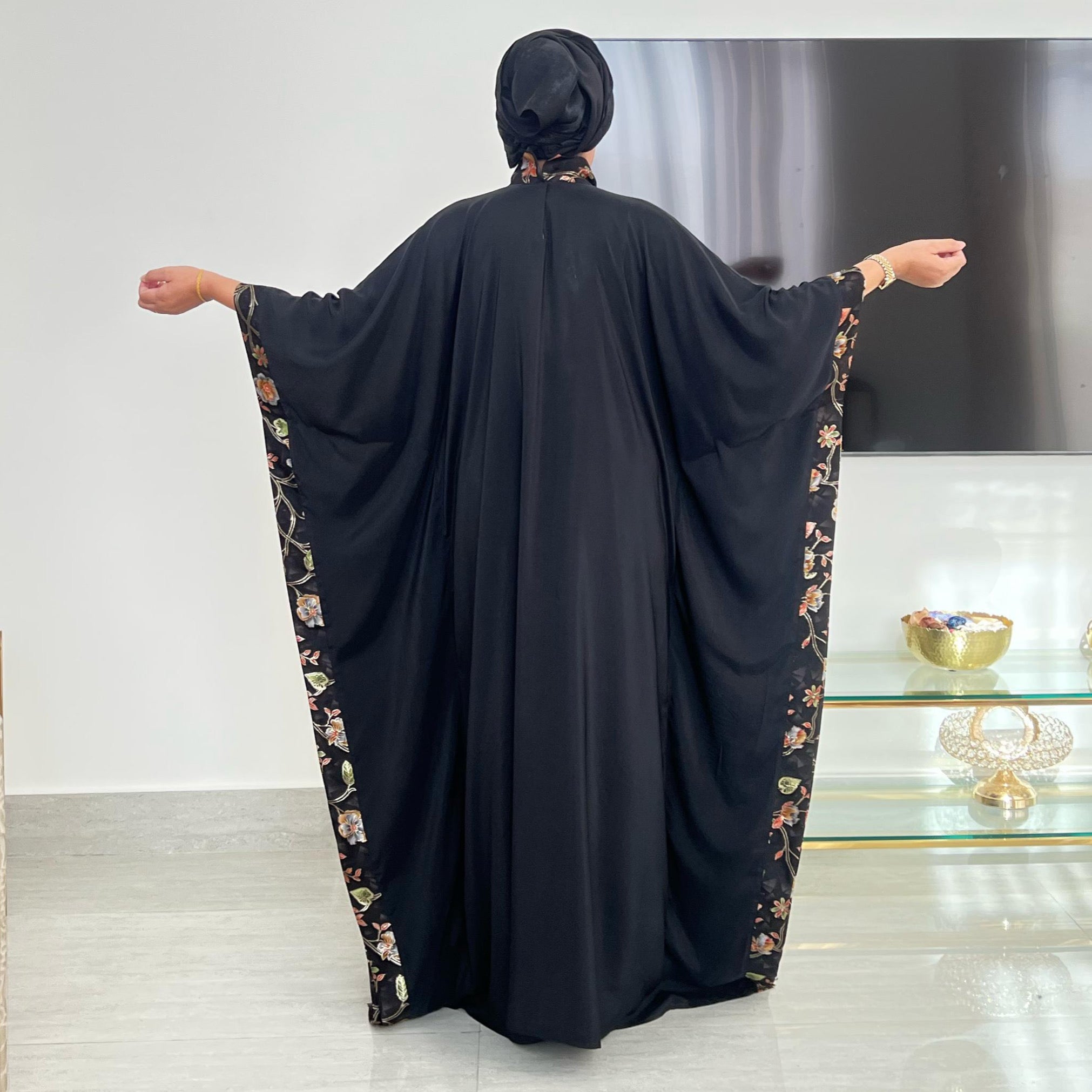 Layali Noir pure Silk Kaftan Stitched 1 Pc