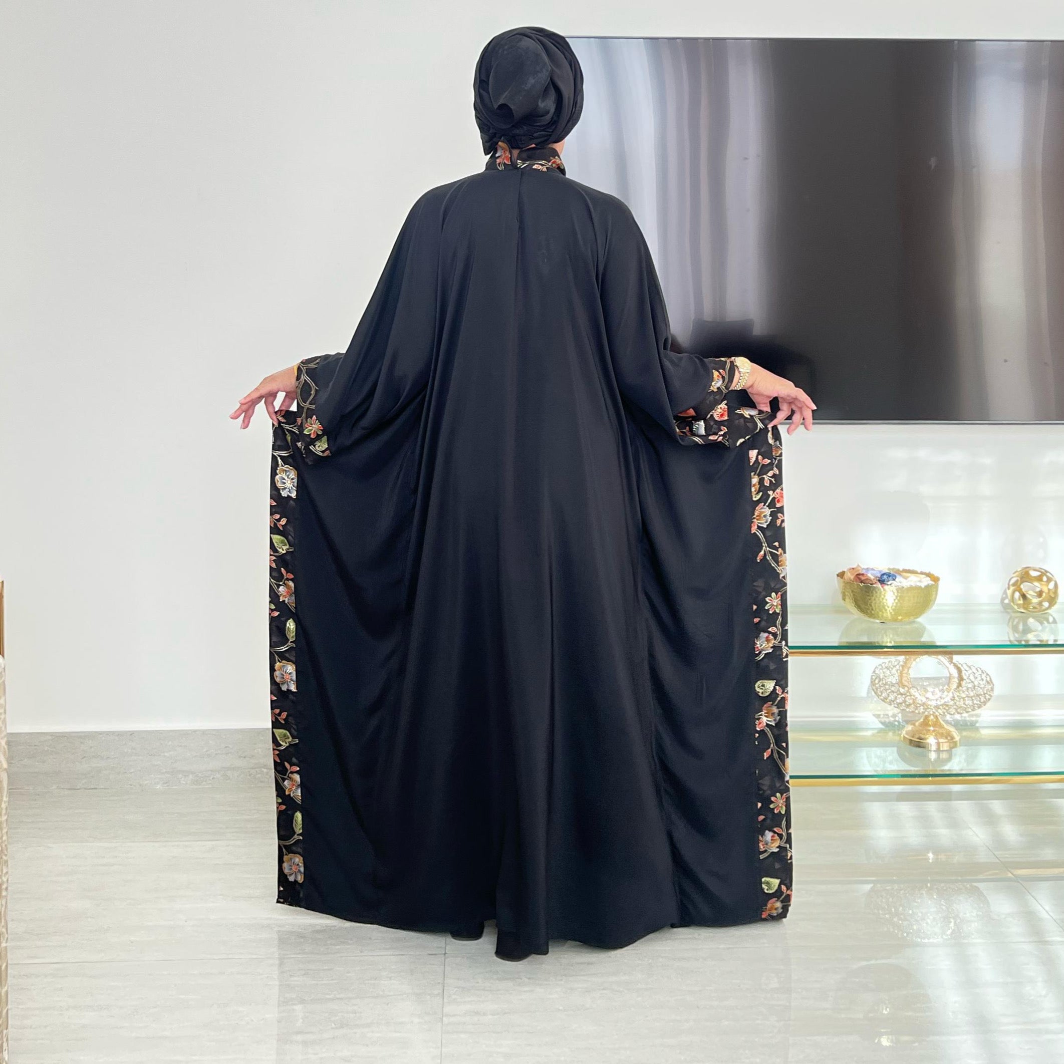 Layali Noir pure Silk Kaftan Stitched 1 Pc