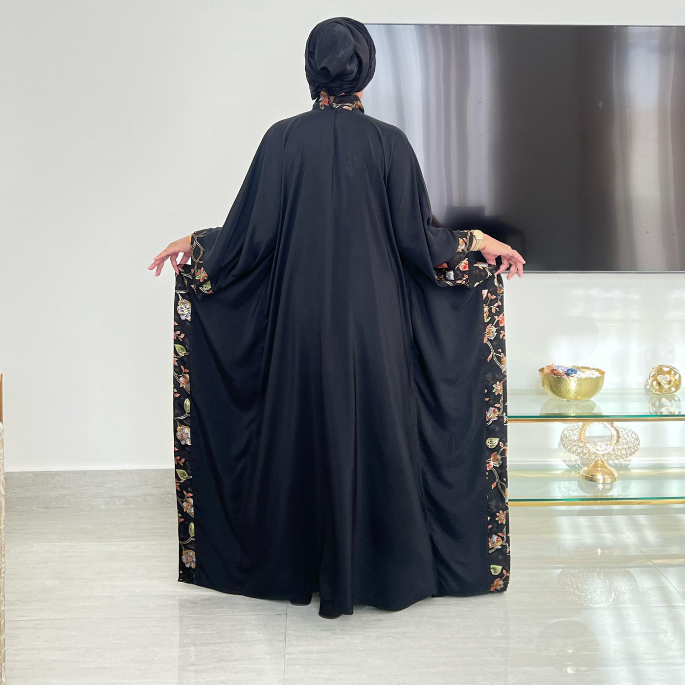 Trendsetter Black Viscose Crepe dyed Kaftan