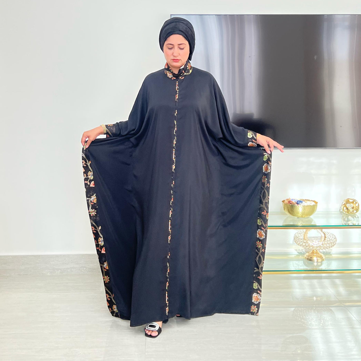 Trendsetter Black Viscose Crepe dyed Kaftan