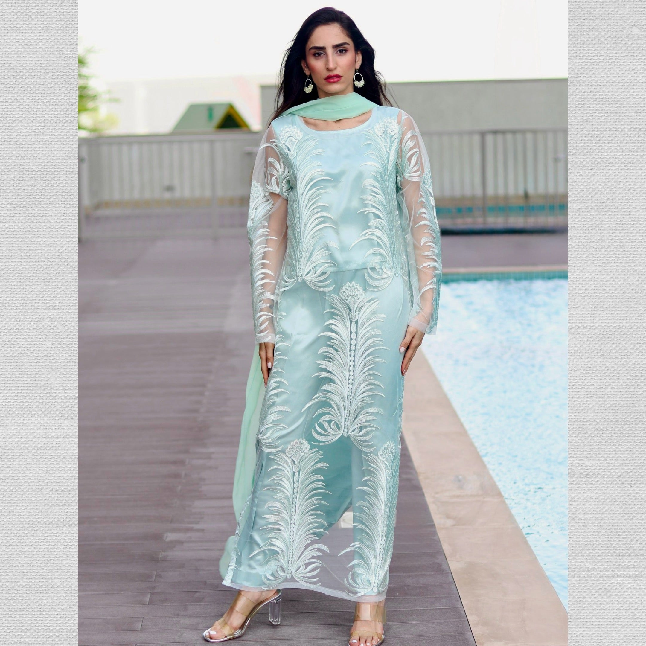 Classic Kurta Style Set Stitched 3 Pcs Set