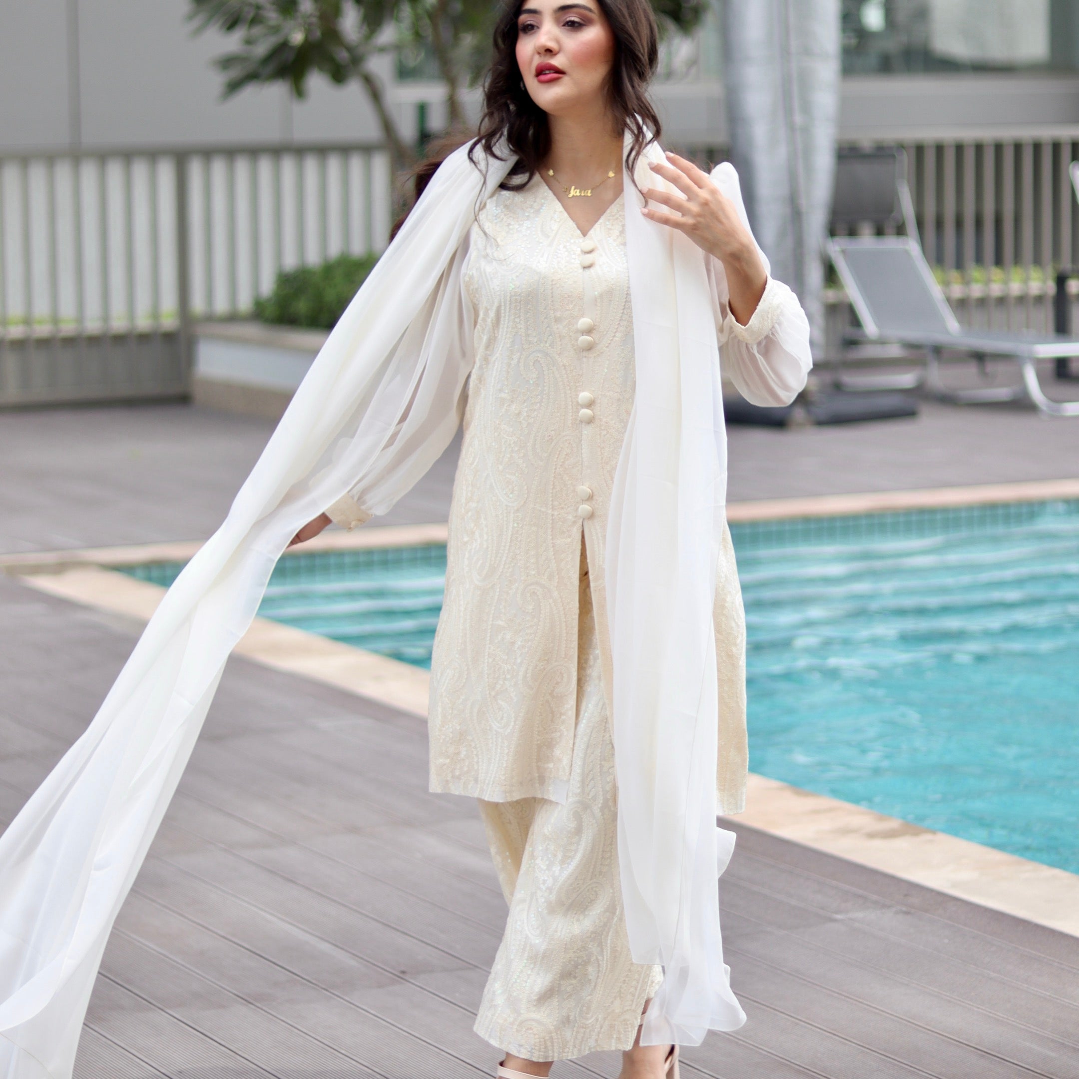 Classic Chikankari Stitched 3 Pcs