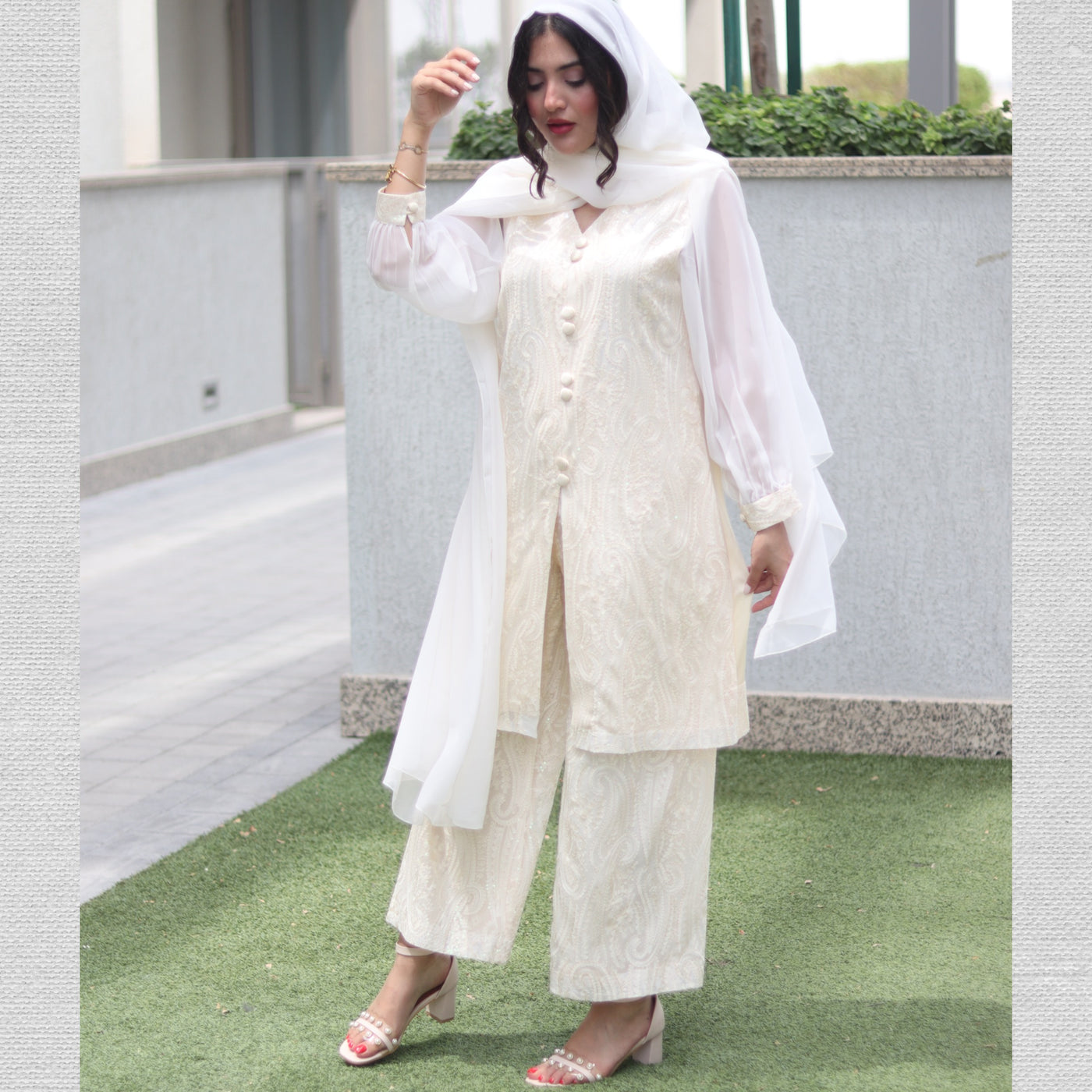 Classic Chikankari Embroidered Lawn Stitched 3 Pcs