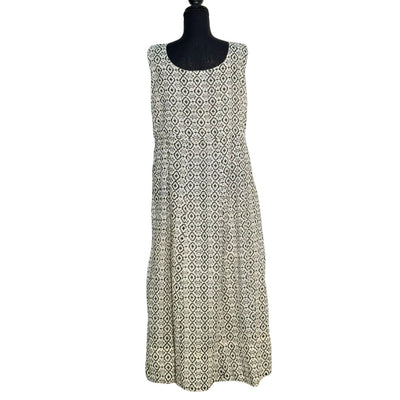 Mulmul Black and Cream Open Long Frock with Thread Work