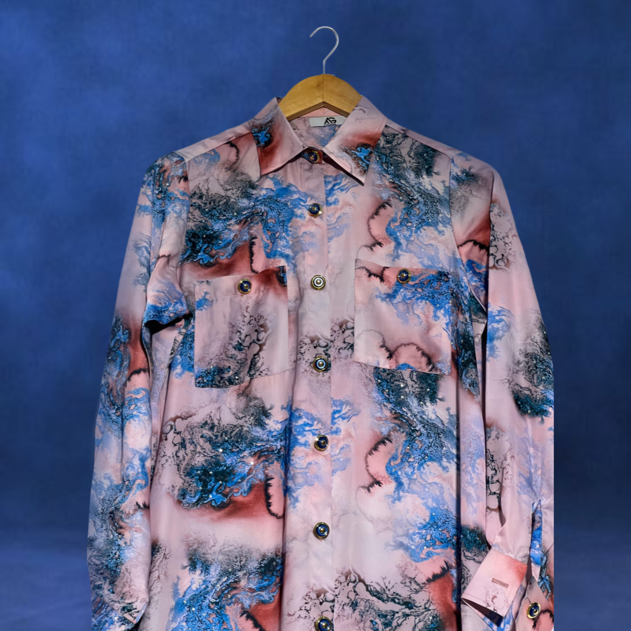 Printed long shirt with Modest Button powered dress