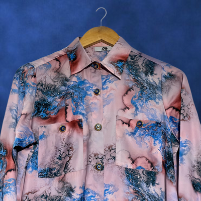 Printed long shirt with Modest Button powered dress