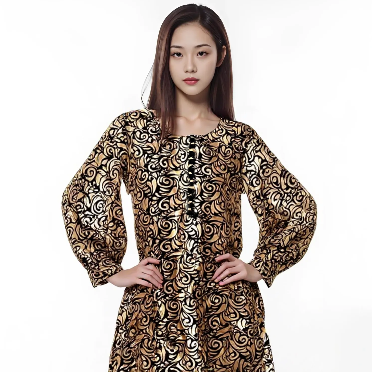 Black and Gold chiffon Barosha Trouser, Shirt & organza Dupatta