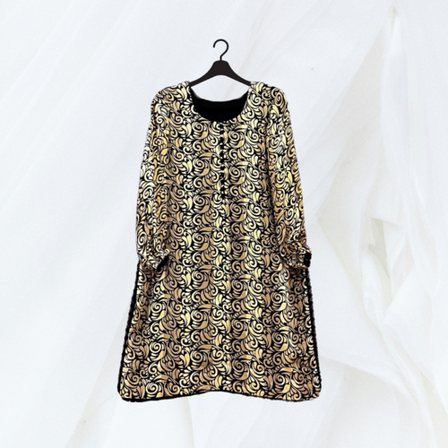 Black and Gold chiffon Barosha Trouser, Shirt & organza Dupatta