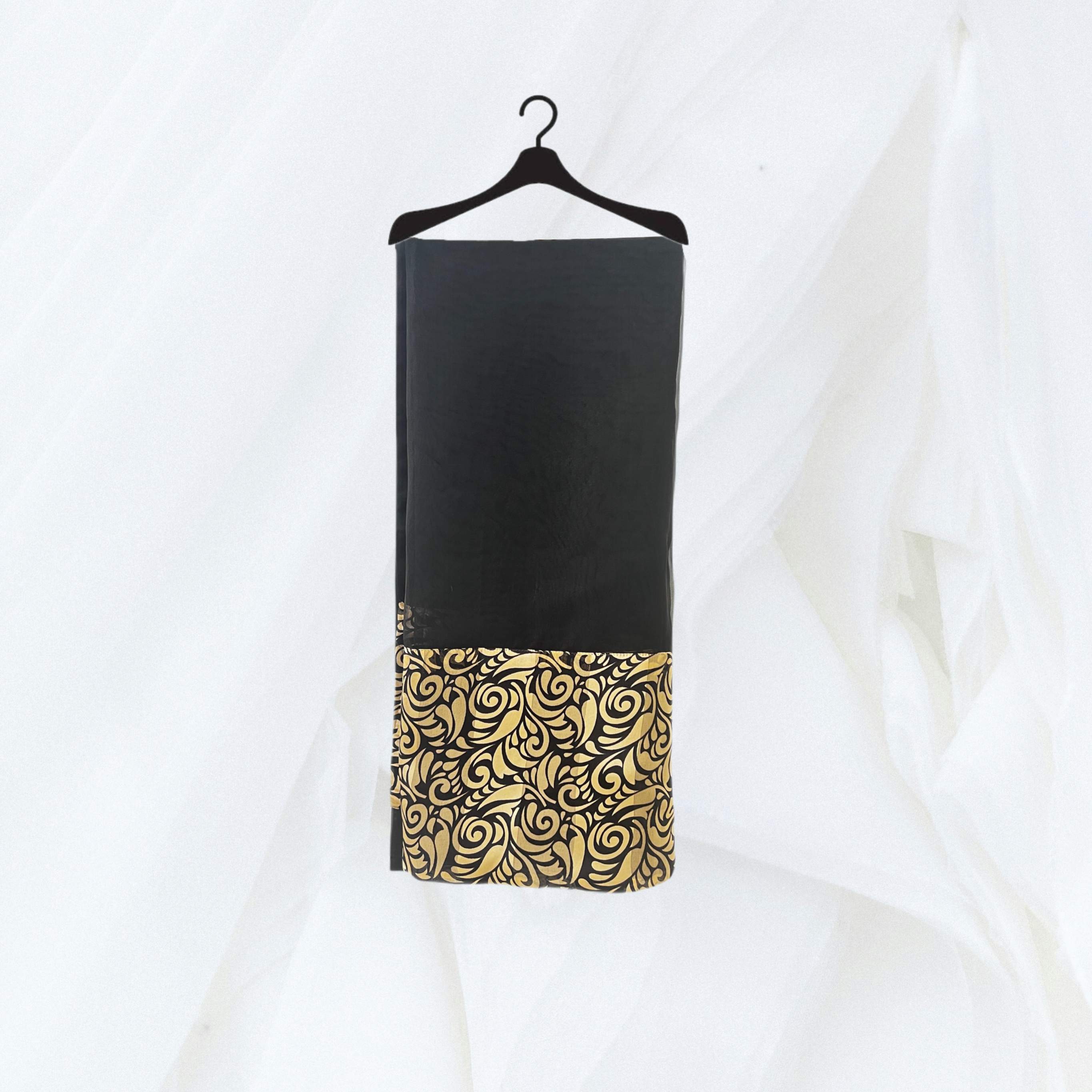 Black and Gold chiffon Barosha Trouser, Shirt & organza Dupatta