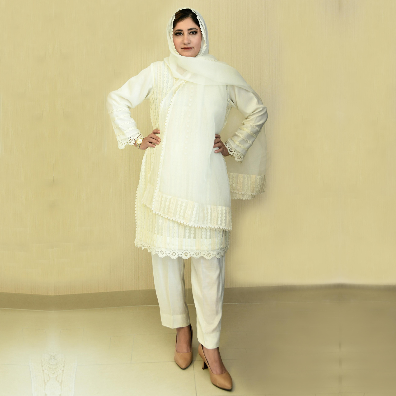 Luxury Qureshia Chiffon Stitched 3 Pcs Set