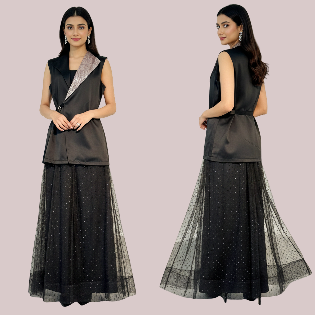 Buckle Detail Silk Top Stitched 1 Pc