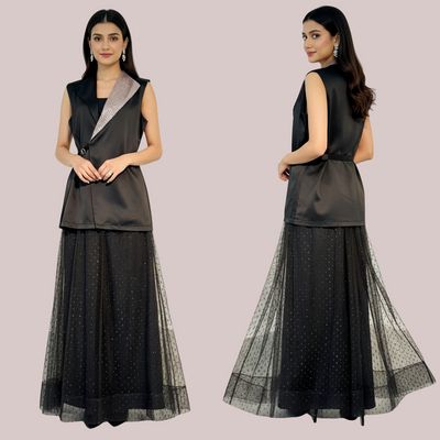 Buckle Detail Silk Top Stitched 1 Pc