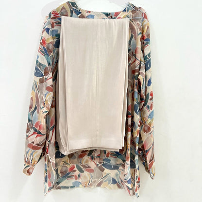 Chiffon Matelic Trouser Multicolor Crepe Shirt