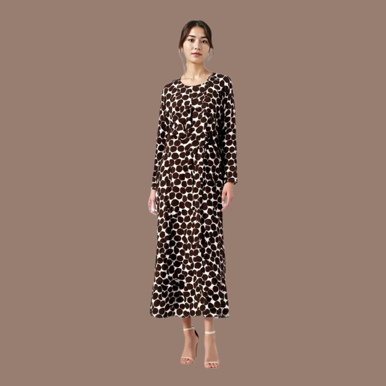 Polka Dot Chiffon Maxi Stitched 1 Pc