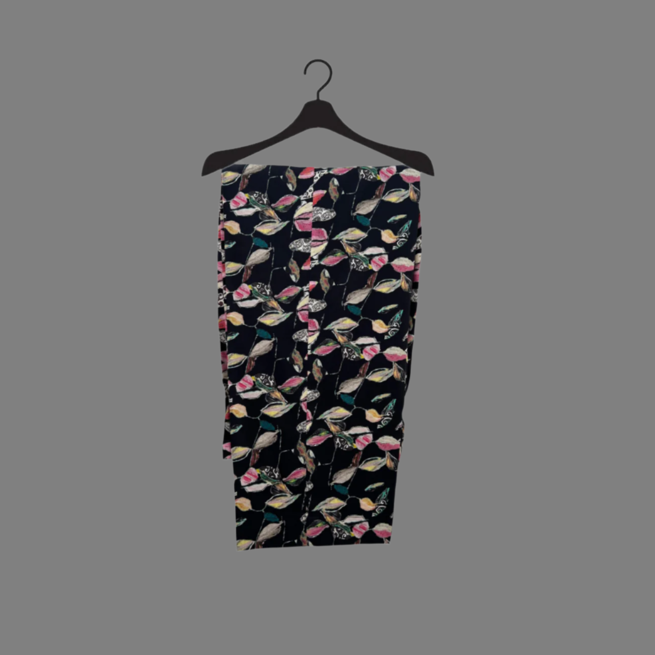 Black Floral Cotton Stitched 2 Pcs Ensemble