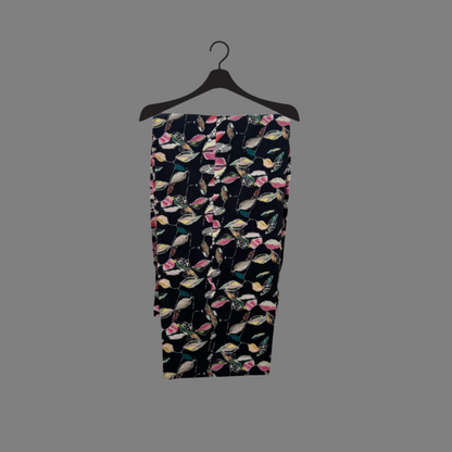 Black Floral Cotton Shirt with Trousers
